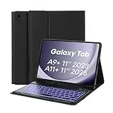 MAYPHY Tastatur Hülle Beleuchtet für Samsung Galaxy Tab A11 Plus 11 Zoll 2025, Tab A9 Plus 11 Zoll 2023, 7-farbige abnehmbare Tastaturhülle für Samsung Tab A11+ A9+,Deutsches QWERTZ-Layout