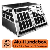 Petigi Hundebox Hundetransportbox Auto Alu Transportbox Aluminium 89 x 69 x 50 cm Haustier Käfig