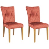 Home Affaire 4-Fußstuhl Diamond (Set), 2 St., Samtvelours, Sitz und Ruecken gepolstert, rot