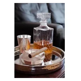 Edzard Tablett Alaska (ø 32 cm) rund, Edelstahl gehämmert hochglanzpoliert, Serviertablett, Dekotablett