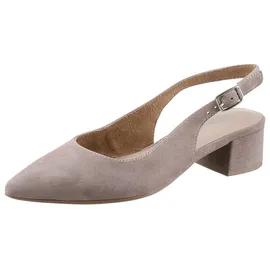 TAMARIS Damen Sling Pump mit Blockabsatz Leder, beige, 40 EU