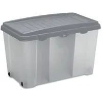 CASARIA Aufbewahrungsbox 120l mit Deckel Rollen Trennwände stapelbar transparent