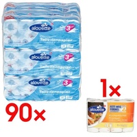 90 Toilettenpapier 3-lagig - (9 Pack à 10 Rollen) inkl. Küchenrollen »Premium« 3 weiß, alouette