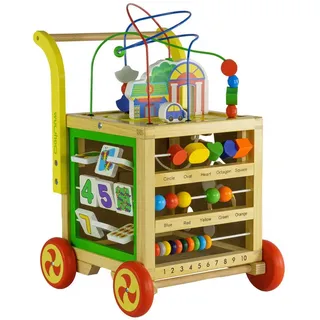 wuuhoo Lauflernwagen Lauflernwagen höhenverstellbar aus Holz Lauflernhi, mit gummierten Rädern I Lernlaufwagen