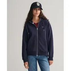 Gant für Damen. 4204665 Kapuzenpulli mit marineblauem Shield Zip Hoodie (XL), Lässig, Baumwolle, Langarm