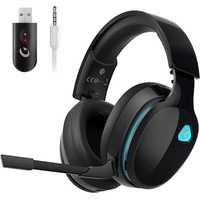 Gvyugke Gaming-Headset (Kabelloses 2,4 GHz Gaming Headset, Bluetooth, Drahtloses Abnehmbares Mikrofon Geräuschunterdrückung PC PS4 PS5 Mac) schwarz