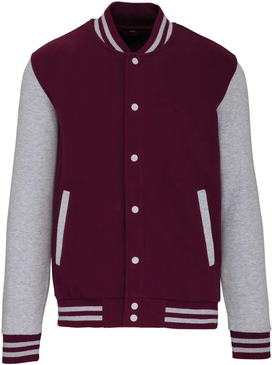 Kariban Unisex Fleece Jacke 'Teddy' College K497 wine/oxford grey 3XL