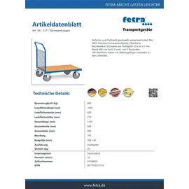 FETRA Stirnwandwagen 600 kg