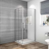 120(Falttür)x100(Drehtür)x185cm Nano ESG Drehtür Falttür Schwenktür Eckdukabine Duschabtrennung Eckdusche - Transparent/Silber