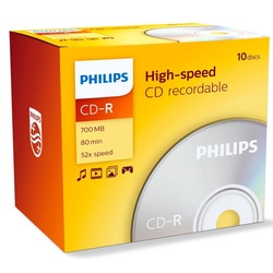 Philips CD-Rohling 10 Philips Rohlinge CD-R 80Min 700MB 52x Jewelcase