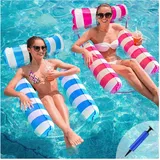 Luftmatratze Pool Set 2er inkl Luftpumpe aufblasbar Wasserhängematte 4-in-1