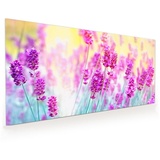 Primedeco Küchenrückwand Küchenrückwand Spritzschutz Glas mit Motiv Lavendelblüten 120 cm x 60 cm