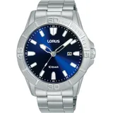 Quarzuhr LORUS Armbanduhren silberfarben (silberfarben, blau) Herren Armbanduhr, Herrenuhr, Datum