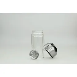 HTI-Line Trinkflasche Glas Mit Siebeinsatz – Schwarz, 0,3 L