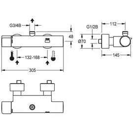 KWC AR Wandbatterie, F5, elek., Thermostat, für Bogen/Duschrohr, TD, Batterie