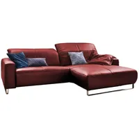 ECKSOFA MIT SITZTIEFENVERSTELLUNG YORK Rot Leder Relaxfunktion