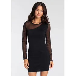 Strickkleid MELROSE, Damen, Gr. 40, N-Gr, schwarz, Mesh, Feinstrick, Obermaterial: 70% Viskose, 30% Polyamid. Ärmel: 100% Polyamid, feminin, tailliert mini, Kleider Partykleid, für sommerliche Anlässe, kurzes Kleid, femininer Stil