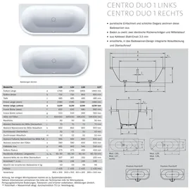 Kaldewei Centro Duo 1 rechts 130 Sonderformbadewanne 75 x 170 cm (283030000001)
