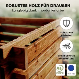 NATIV Holzkomposter braun 100x100cm Lärche für Garten Stecksystem langlebig