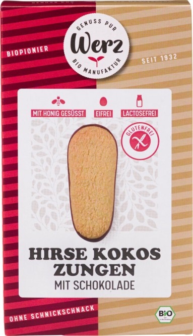 Werz Hirse Kokos Zungen mit Schoko bio