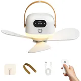 Deckenventilator mit Beleuchtung,Deckenventilator mit LED-Beleuchtung und Fernbedienung,Mobiler Ventilator Lampe für Außenbereich,USB Deckenventilator für Camping und andere Outdoor-Aktivitäten