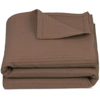 ZOLLNER Kuscheldecke aus Waffelpique 100% Baumwolle, 150x200 cm, braun