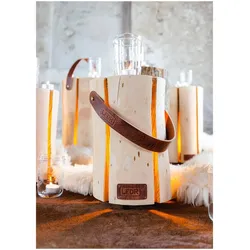 LEDR Woodlight beleuchteter Baumstumpf M Kirsche glatt mit Lederband