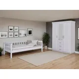 Mid.you Einzelzimmer, Weiß, Holz, Kiefer, massiv, 3 Fächer, Schlafzimmer, Komplette Schlafzimmer
