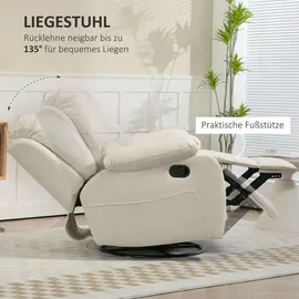 Homcom Relaxsessel Fernsehsessel mit Liegefunktion 100 x 98 x 93 cm Cremeweiß