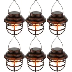 6er Set LED Solar Laternen Gitter Lampen Garten Deko Außen Beleuchtung Balkon Lampen rost