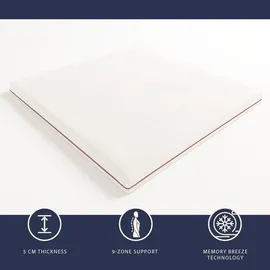 The White Stone Memory-Foam-Topper 180 x 200 cm H2 Leinen