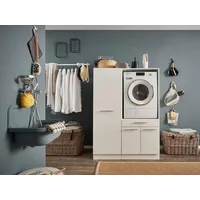 Möbelando Waschmaschinenumbauschrank >LAUNDREEZY< in weiß - 117,5x162x67,5 (BxHxT)