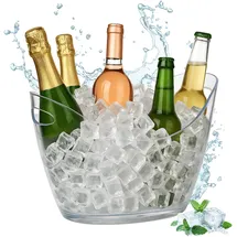 Relaxdays Getränkekühler, 6l Partywanne, Sekt, Bier, Wein kühlen, Kunststoff, HxBxT: 25,5 x 34,5 x 26 cm, transparent