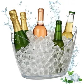 Relaxdays Getränkekühler, 6l Partywanne, Sekt, Bier, Wein kühlen, Kunststoff, HxBxT: 25,5 x 34,5 x 26 cm, transparent