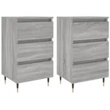 vidaXL Nachttische 2 Stk. Grau Sonoma 40x35x69 cm Holzwerkstoff