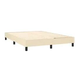 vidaXL Boxspringbett mit Matratze & LED Creme 140x190 cm Stoff