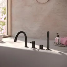 Herzbach DEEP BLACK Vierloch-Wannenarmatur 18.022025.1.12 mit Auslauf Schwarz matt