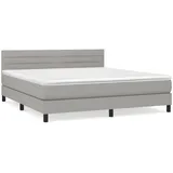 vidaXL Boxspringbett mit Matratze Hellgrau 180x200 cm Stoff