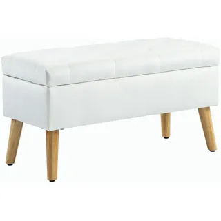Homcom Sitzbank Weiß Kunststoff, 80x40x35 cm Esszimmer, Bänke, Sitzbänke