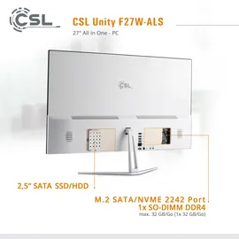 CSL All-in-One-PC Unity F27-ALS 2023 27" Full HD Intel N200 3,7 GHz 16 GB RAM 512 GB SSD Intel UHD Graphics Windows 11
