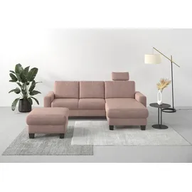 Home Affaire Ecksofa HOME AFFAIRE "Summer L-Form", rosa (altrosa), B:249cm H:91cm T:164cm, 95% Polyester, 5% Polyamid, Sofas, Ecksofa, mit Recamiere, mit oder ohne Bettfunktion und Bettkasten, Cord-Bezug