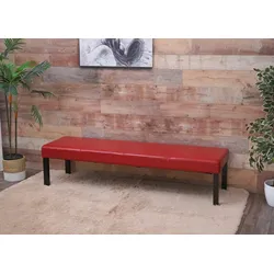 Mendler Sitzbank Polsterbank Bank M37 Kunstleder ~ 180x43x49 cm rot glänzend, dunkle Beine