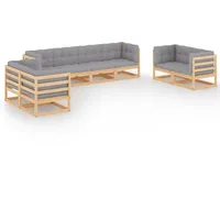 vidaXL Garten-Lounge-Set 8-tlg. Kiefer grau