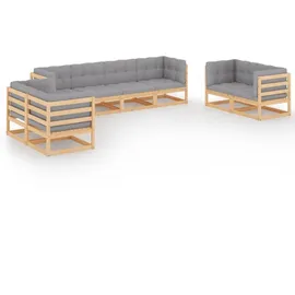 vidaXL Garten-Lounge-Set 8-tlg. Kiefer grau