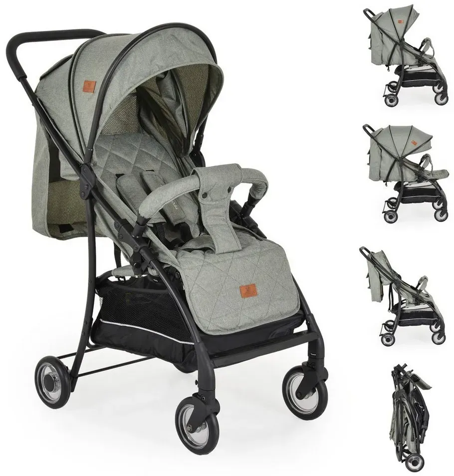 Cangaroo Kinder-Buggy Kinderwagen London, Buggy, Aluminiumrahmen, verstellbare Rückenlehne grün