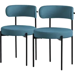 ML-Design 2er Set Esszimmerstühle Wohnzimmerstühle Küchenstühle Rückenlehne Stoff Blau