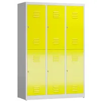 Classix Spind lichtgrau, zinkgelb X-523236, 6 Schließfächer 118,5 x