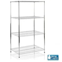 Mammut Metallregal Everest 90 x 45 x 200 cm Verchromt