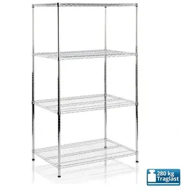 Mammut Metallregal Everest 90 x 45 x 200 cm Verchromt