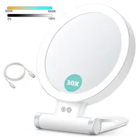 B Beauty Planet Schminkspiegel mit Beleuchtung,Doppelseitiger1X/30X Vergrößerungsspiegel mit Licht,